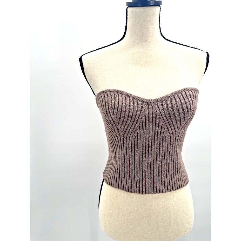 Y2K Cotton Candy Knit Tube Top Large Corset Bandeau Boho Earthy Indie Sleaze